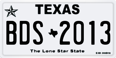 TX license plate BDS2013