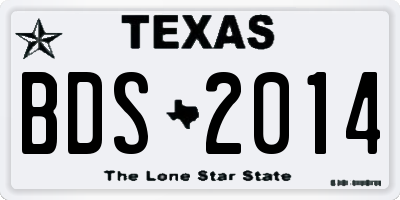 TX license plate BDS2014
