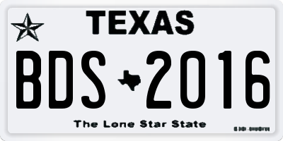 TX license plate BDS2016