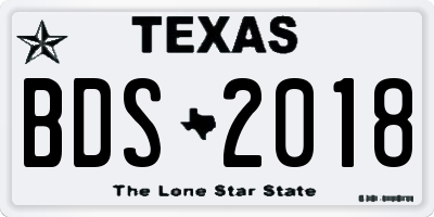 TX license plate BDS2018