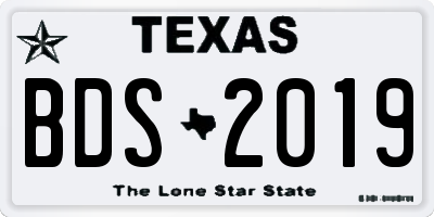 TX license plate BDS2019