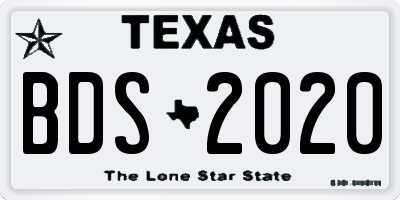 TX license plate BDS2020