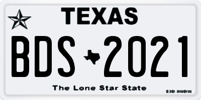 TX license plate BDS2021