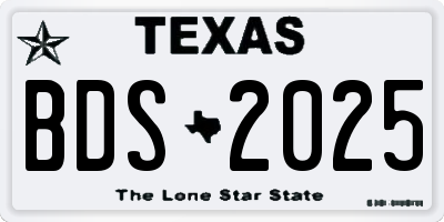 TX license plate BDS2025