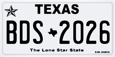 TX license plate BDS2026