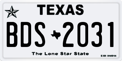 TX license plate BDS2031