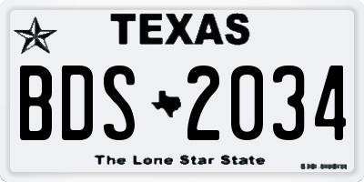 TX license plate BDS2034