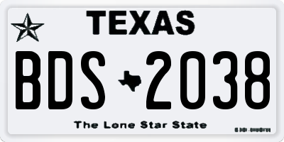 TX license plate BDS2038