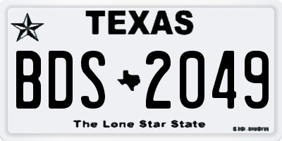 TX license plate BDS2049