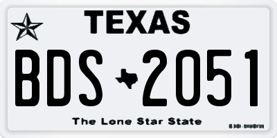 TX license plate BDS2051