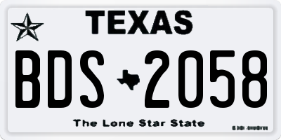TX license plate BDS2058