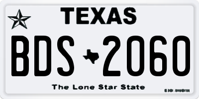TX license plate BDS2060
