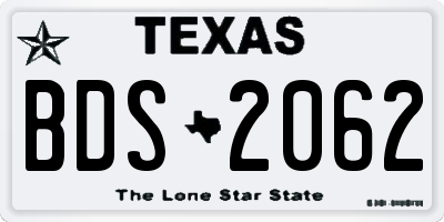 TX license plate BDS2062