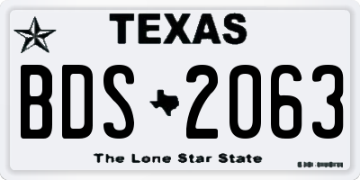 TX license plate BDS2063