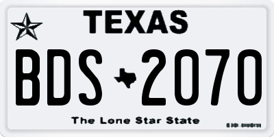 TX license plate BDS2070