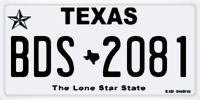 TX license plate BDS2081