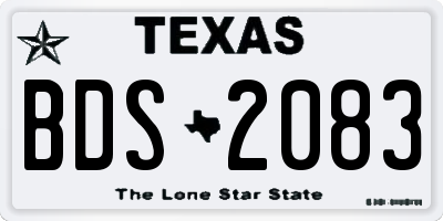 TX license plate BDS2083