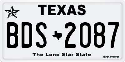 TX license plate BDS2087