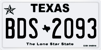 TX license plate BDS2093