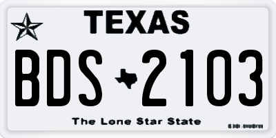 TX license plate BDS2103