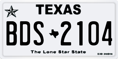 TX license plate BDS2104