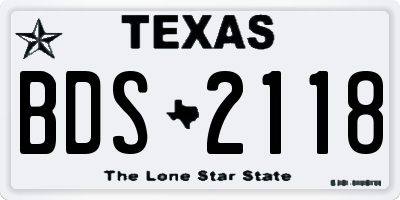 TX license plate BDS2118