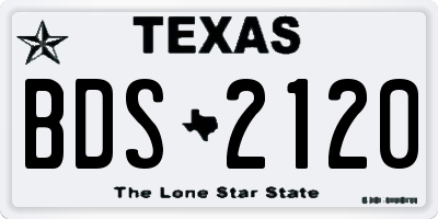 TX license plate BDS2120