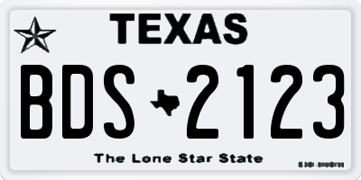 TX license plate BDS2123