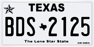 TX license plate BDS2125
