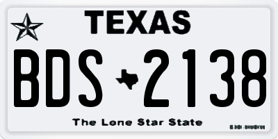 TX license plate BDS2138