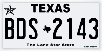 TX license plate BDS2143