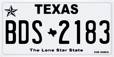 TX license plate BDS2183