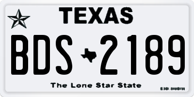 TX license plate BDS2189