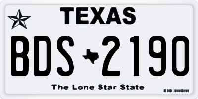 TX license plate BDS2190
