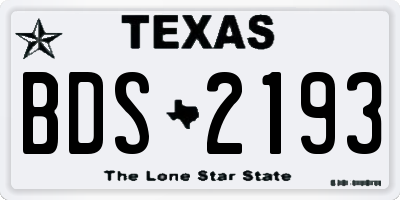 TX license plate BDS2193
