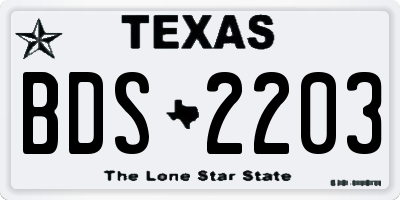 TX license plate BDS2203