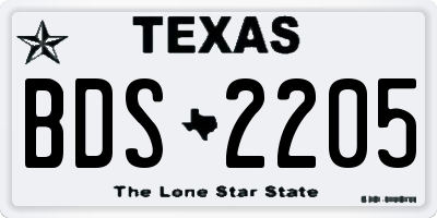 TX license plate BDS2205