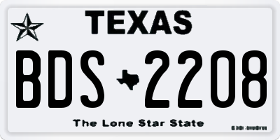 TX license plate BDS2208