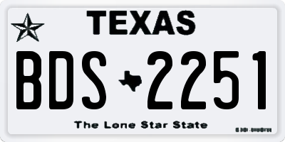 TX license plate BDS2251