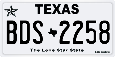TX license plate BDS2258