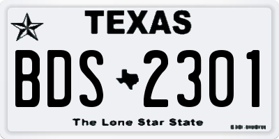 TX license plate BDS2301
