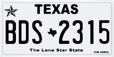 TX license plate BDS2315