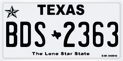 TX license plate BDS2363