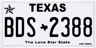 TX license plate BDS2388