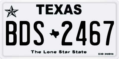 TX license plate BDS2467
