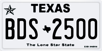 TX license plate BDS2500