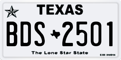 TX license plate BDS2501