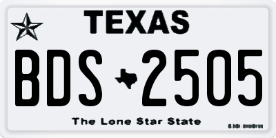 TX license plate BDS2505