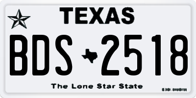 TX license plate BDS2518
