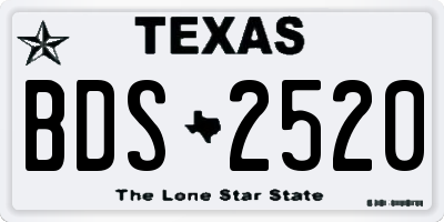 TX license plate BDS2520